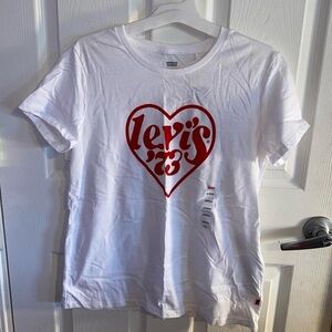 Levi's White Tee with Red Heart Graphic